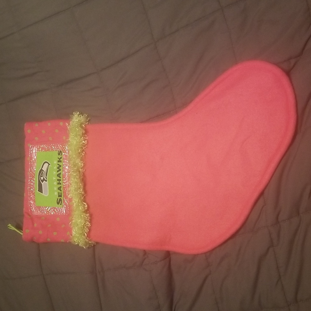 Seattle Seahawk Pink Fleece Handmade Christmas Stocking